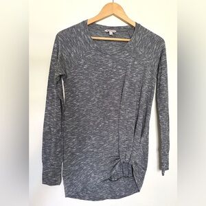 Juicy Couture Sweater Blouse Top Women’s Sz Small Gray Tie Front Long Sleeve